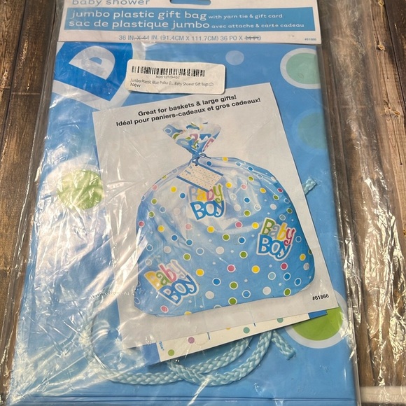 5for$10 Extra-Large Blue Polka Dots Gift Bag for Baby Shower - 44" x 36" Boy - Picture 4 of 5